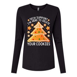 Christmas Tech Support Here To Delete Cookies Xmas Womens Cotton Relaxed Long Sleeve T-Shirt