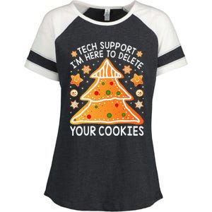 Christmas Tech Support Here To Delete Cookies Xmas Enza Ladies Jersey Colorblock Tee