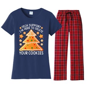 Christmas Tech Support Here To Delete Cookies Xmas Women's Flannel Pajama Set