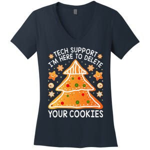 Christmas Tech Support Here To Delete Cookies Xmas Women's V-Neck T-Shirt