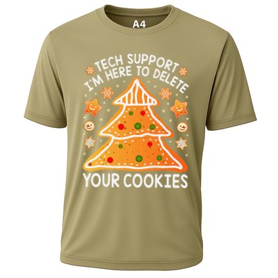 Christmas Tech Support Here To Delete Cookies Xmas Cooling Performance Crew T-Shirt