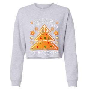 Christmas Tech Support Here To Delete Cookies Xmas Cropped Pullover Crew