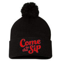Come To The Sip Red Pom Pom 12in Knit Beanie