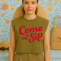 Come To The Sip Red Garment-Dyed Women's Muscle Tee