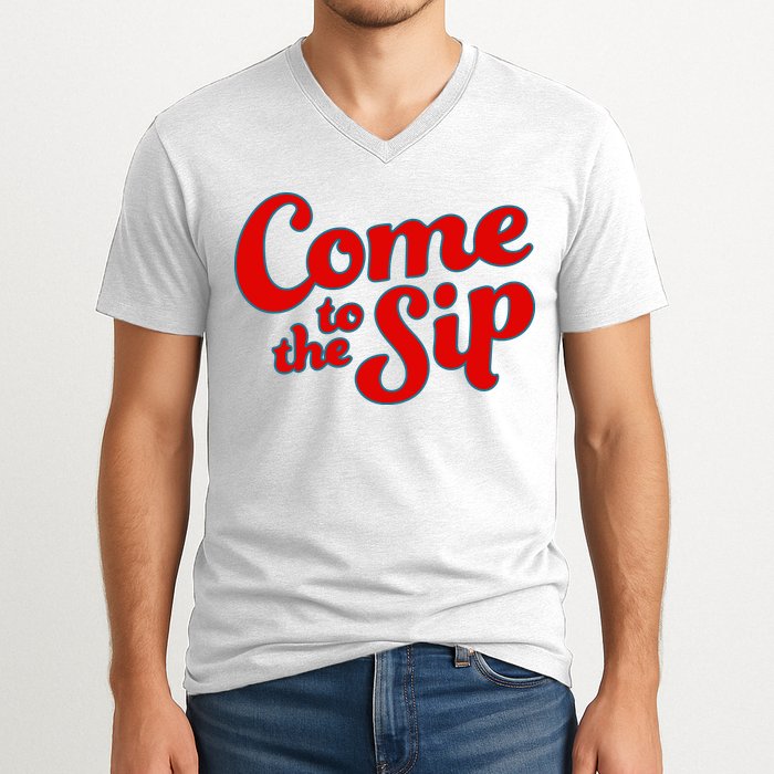 Come To The Sip Red V-Neck T-Shirt