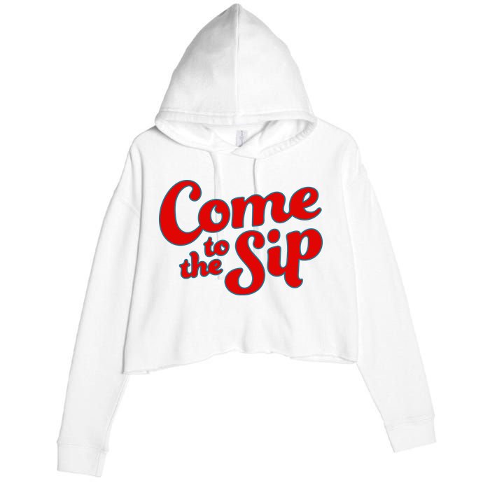 Come To The Sip Red Crop Fleece Hoodie
