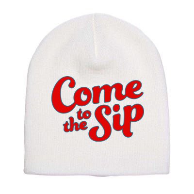 Come To The Sip Red Short Acrylic Beanie
