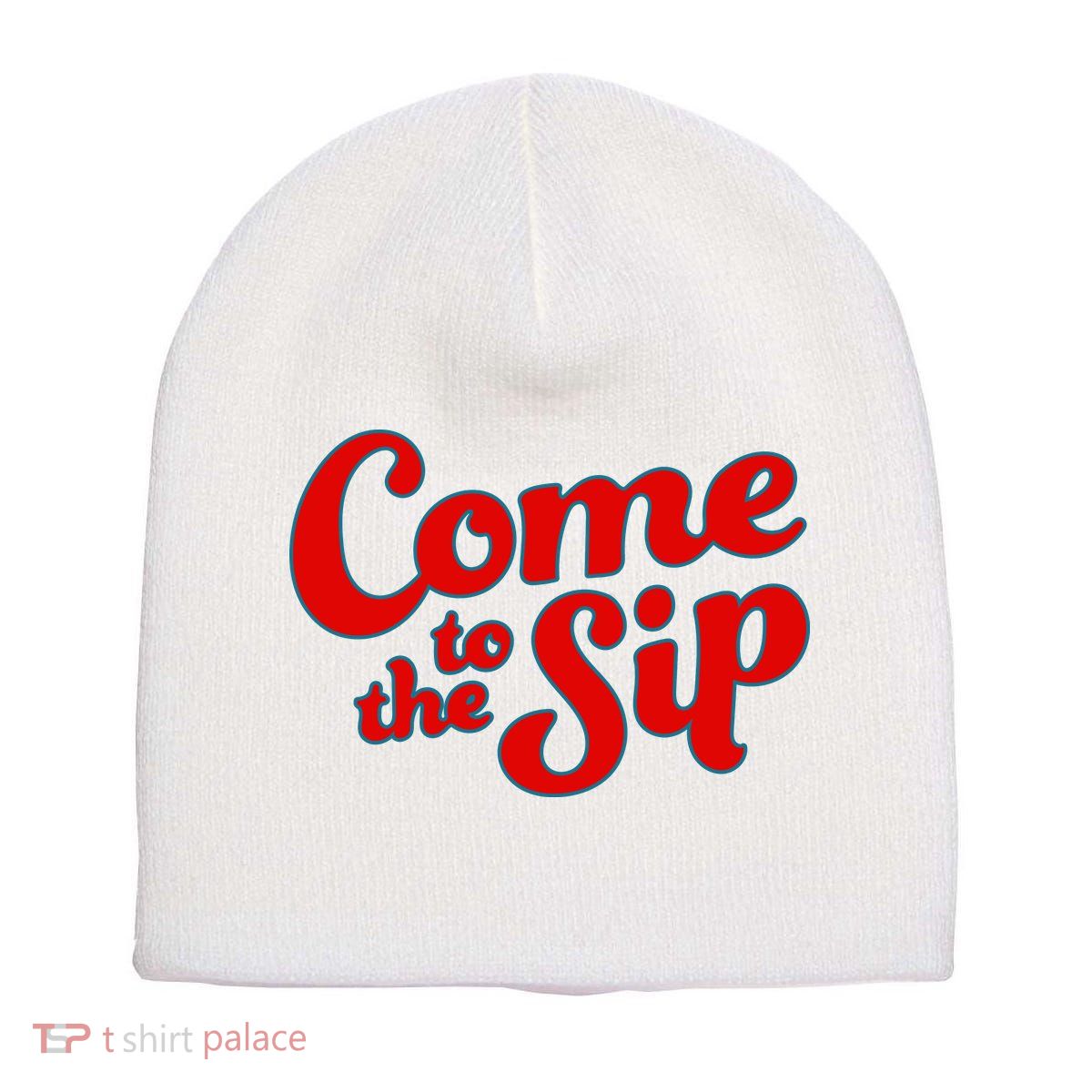 Come To The Sip Red Short Acrylic Beanie