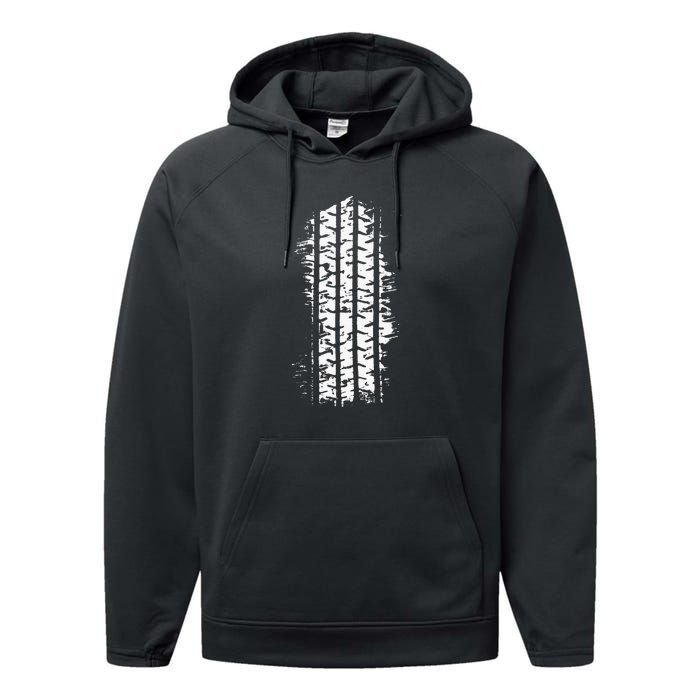 Car Tire Tracks Performance Fleece Hoodie