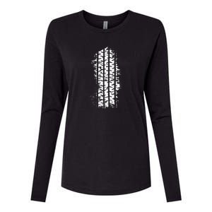 Car Tire Tracks Womens Cotton Relaxed Long Sleeve T-Shirt