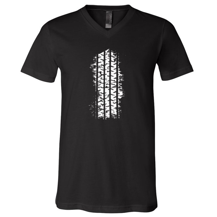 Car Tire Tracks V-Neck T-Shirt