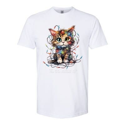 Christmas The Tree Started It! Funny Xmas Cat In Holiday Lig Softstyle CVC T-Shirt