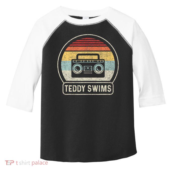 Cassette Tape T.E.D.D.Y Swims 90s Music Retro Sunset Toddler Fine Jersey T-Shirt
