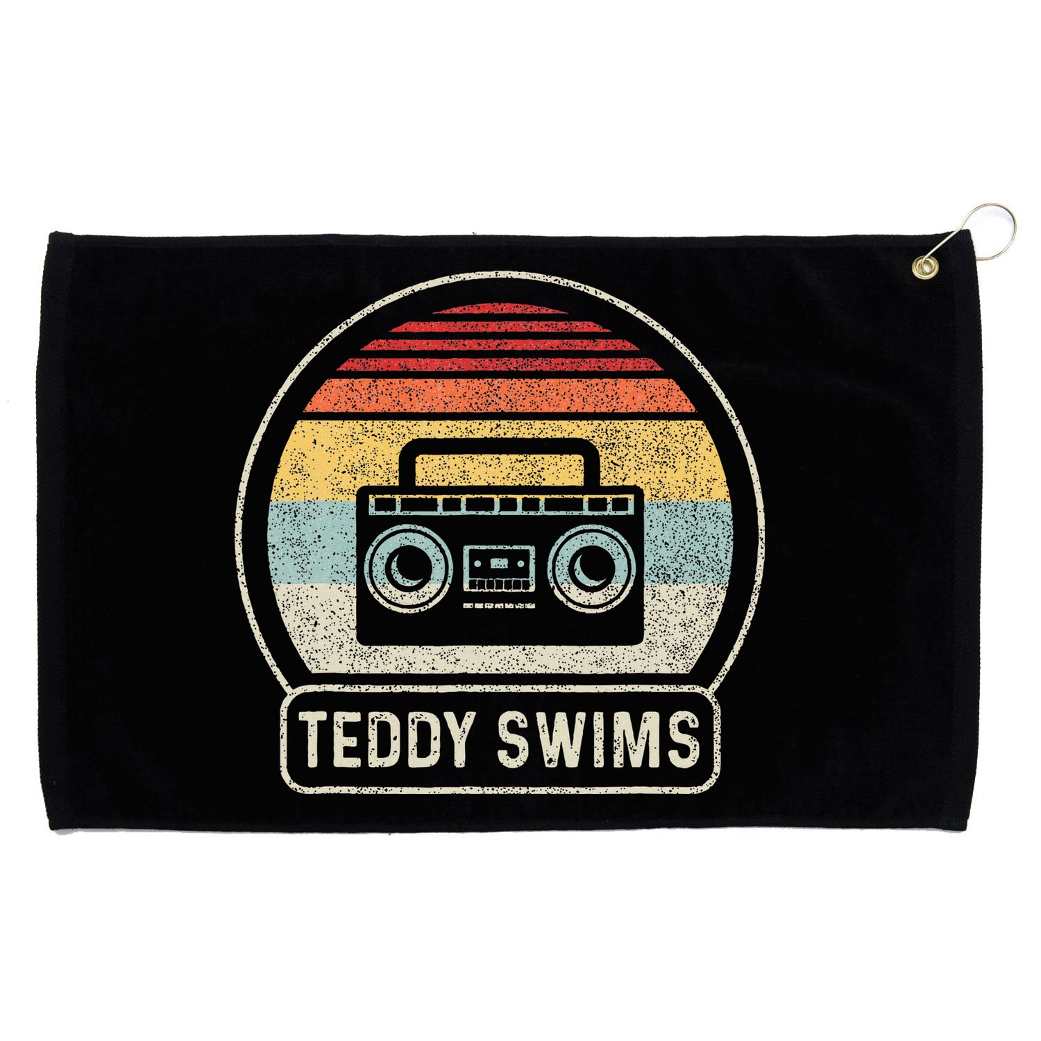 Cassette Tape T.E.D.D.Y Swims 90s Music Retro Sunset Grommeted Golf Towel