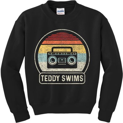 Cassette Tape T.E.D.D.Y Swims 90s Music Retro Sunset Kids Sweatshirt