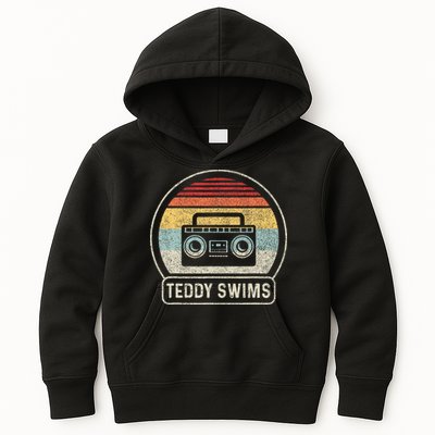 Cassette Tape T.E.D.D.Y Swims 90s Music Retro Sunset Kids Hoodie