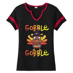 Cute Thanksgiving Turkey Day Gobble Gobble Funny Gift Ladies Halftime Notch Neck Tee