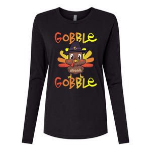 Cute Thanksgiving Turkey Day Gobble Gobble Funny Gift Womens Cotton Relaxed Long Sleeve T-Shirt