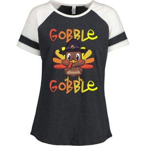 Cute Thanksgiving Turkey Day Gobble Gobble Funny Gift Enza Ladies Jersey Colorblock Tee