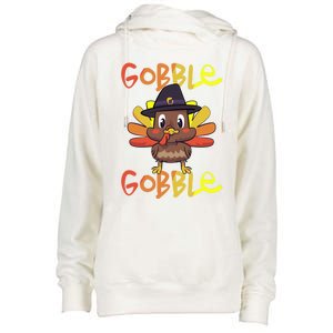 Cute Thanksgiving Turkey Day Gobble Gobble Funny Gift Womens Funnel Neck Pullover Hood