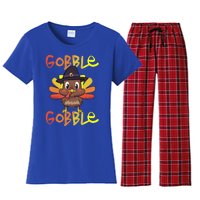 Cute Thanksgiving Turkey Day Gobble Gobble Funny Gift Women's Flannel Pajama Set