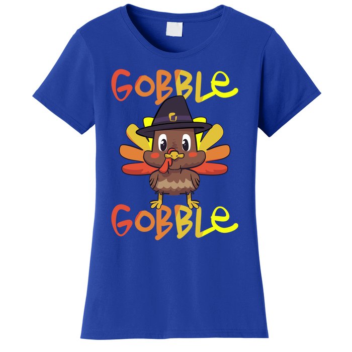 Cute Thanksgiving Turkey Day Gobble Gobble Funny Gift Women's T-Shirt