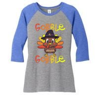 Cute Thanksgiving Turkey Day Gobble Gobble Funny Gift Women's Tri-Blend 3/4-Sleeve Raglan Shirt