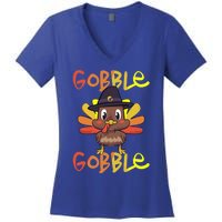 Cute Thanksgiving Turkey Day Gobble Gobble Funny Gift Women's V-Neck T-Shirt