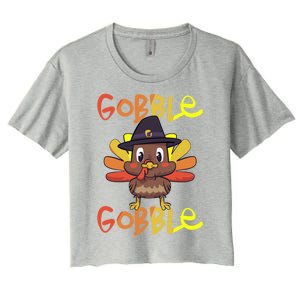 Cute Thanksgiving Turkey Day Gobble Gobble Funny Gift Women's Crop Top Tee