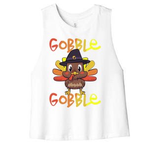 Cute Thanksgiving Turkey Day Gobble Gobble Funny Gift Women's Racerback Cropped Tank