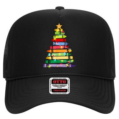 Christmas Tree Teacher Student Xmas Holiday Pajamas High Crown Mesh Back Trucker Hat