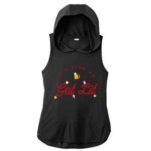 Christmas Time To Get Lit Xmas Party Beer Alcohol Holiday Gift Ladies PosiCharge Tri-Blend Wicking Draft Hoodie Tank