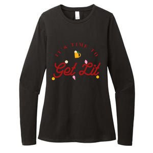 Christmas Time To Get Lit Xmas Party Beer Alcohol Holiday Gift Womens CVC Long Sleeve Shirt