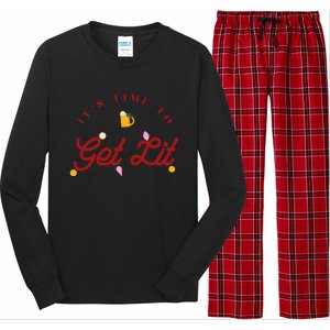 Christmas Time To Get Lit Xmas Party Beer Alcohol Holiday Gift Long Sleeve Pajama Set