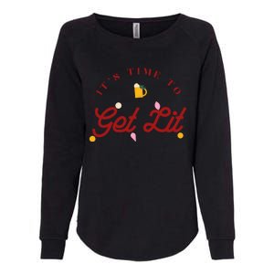 Christmas Time To Get Lit Xmas Party Beer Alcohol Holiday Gift Womens California Wash Sweatshirt