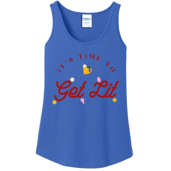 Christmas Time To Get Lit Xmas Party Beer Alcohol Holiday Gift Ladies Essential Tank