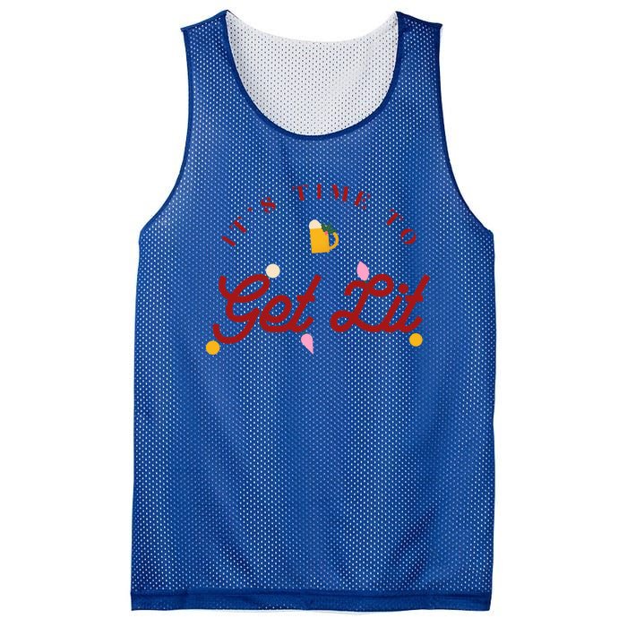 Christmas Time To Get Lit Xmas Party Beer Alcohol Holiday Gift Mesh Reversible Basketball Jersey Tank