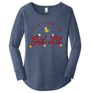 Christmas Time To Get Lit Xmas Party Beer Alcohol Holiday Gift Women's Perfect Tri Tunic Long Sleeve Shirt