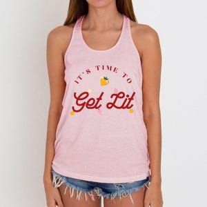 Christmas Time To Get Lit Xmas Party Beer Alcohol Holiday Gift Women's Knotted Racerback Tank