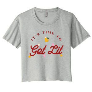 Christmas Time To Get Lit Xmas Party Beer Alcohol Holiday Gift Women's Crop Top Tee