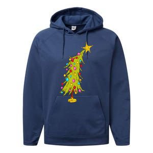 Christmas Tree Trendy Christmas Tree Performance Fleece Hoodie