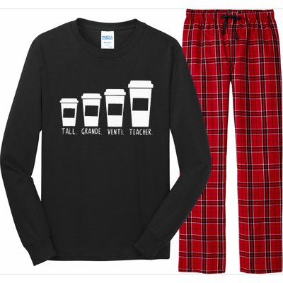 Coffee Themed Teacher Tall Grande Venti Teacher Back School Long Sleeve Pajama Set