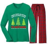 Christmas Tree Tops Glisten And Children Listen To Nothing Gift Women's Long Sleeve Flannel Pajama Set 