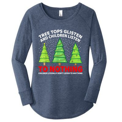 Christmas Tree Tops Glisten And Children Listen To Nothing Gift Women's Perfect Tri Tunic Long Sleeve Shirt