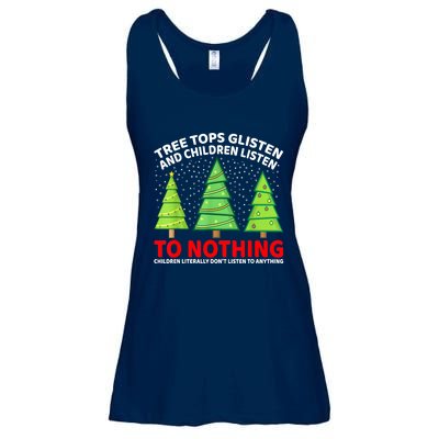 Christmas Tree Tops Glisten And Children Listen To Nothing Gift Ladies Essential Flowy Tank