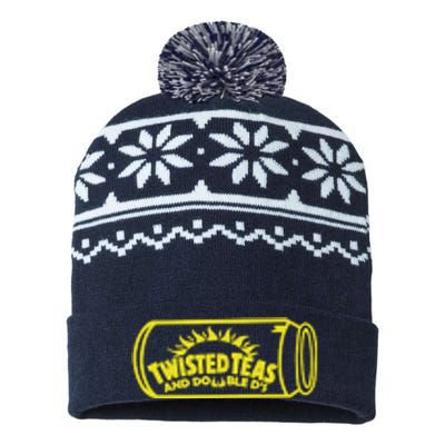 Cool Twisted Teas And Double DS Front And Back USA-Made Snowflake Beanie