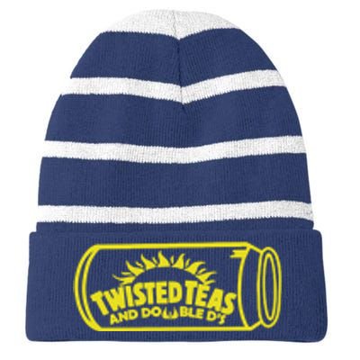 Cool Twisted Teas And Double DS Front And Back Striped Beanie with Solid Band