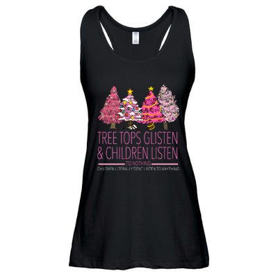 Christmas Tree Tops Glisten And Children Listen To Nothing Ladies Essential Flowy Tank