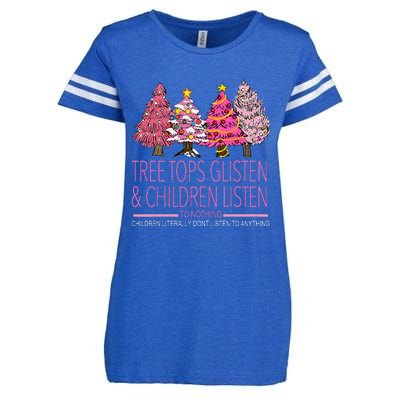 Christmas Tree Tops Glisten And Children Listen To Nothing Enza Ladies Jersey Football T-Shirt