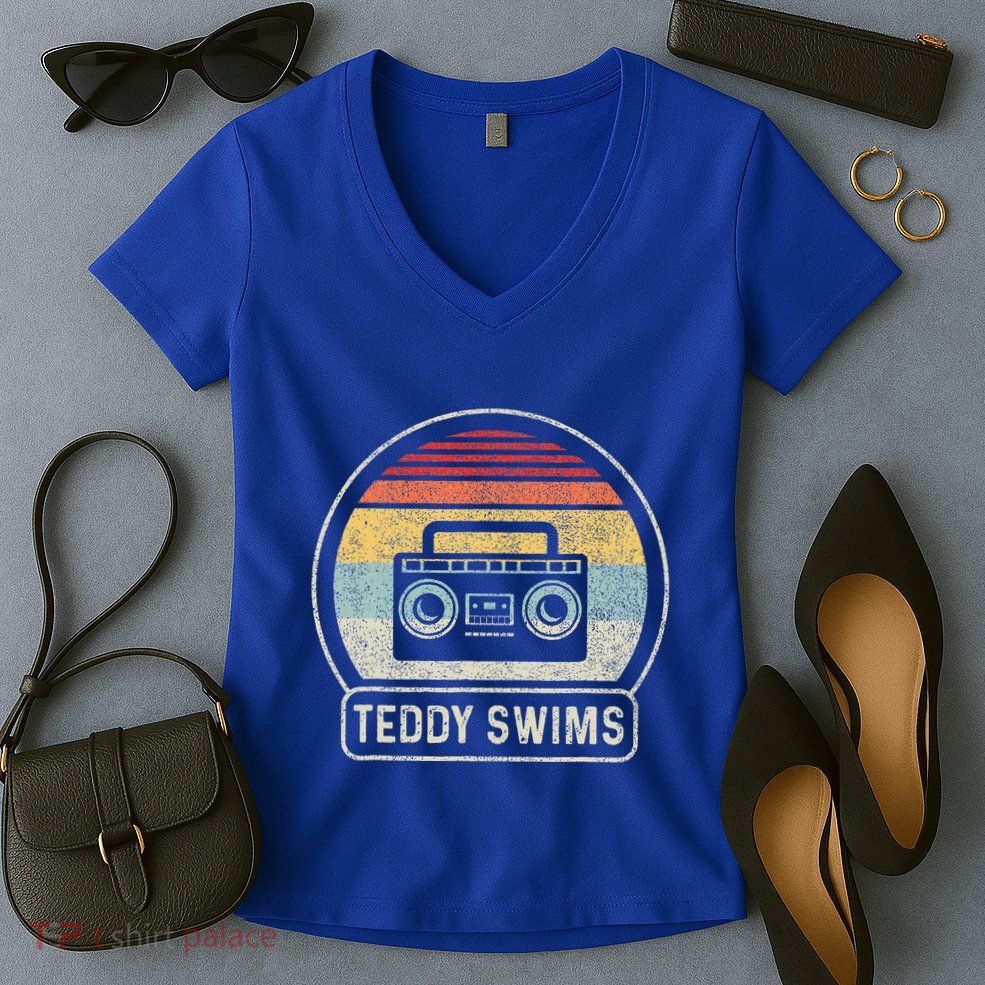 Cassette Tape T.E.D.D.Y Swims 90s Music Women's V-Neck T-Shirt